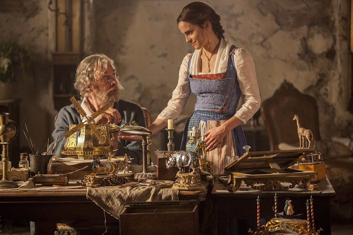 Promo image (copyright Disney) - Beauty & the Beast / Maurice and Belle with some of the props from the film