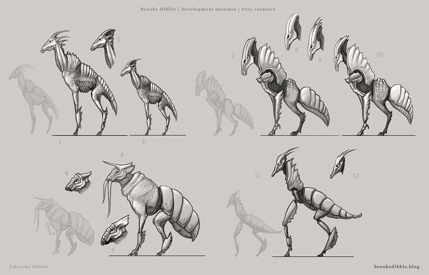 Creature design thumbnail sketches